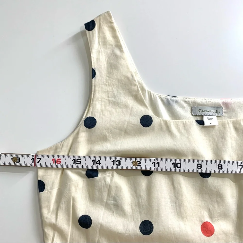 Garnet Hill A-Line Polka Dot Sleeveless Dress w/Tie Belt in Cream Size 6 - Picture 11 of 13